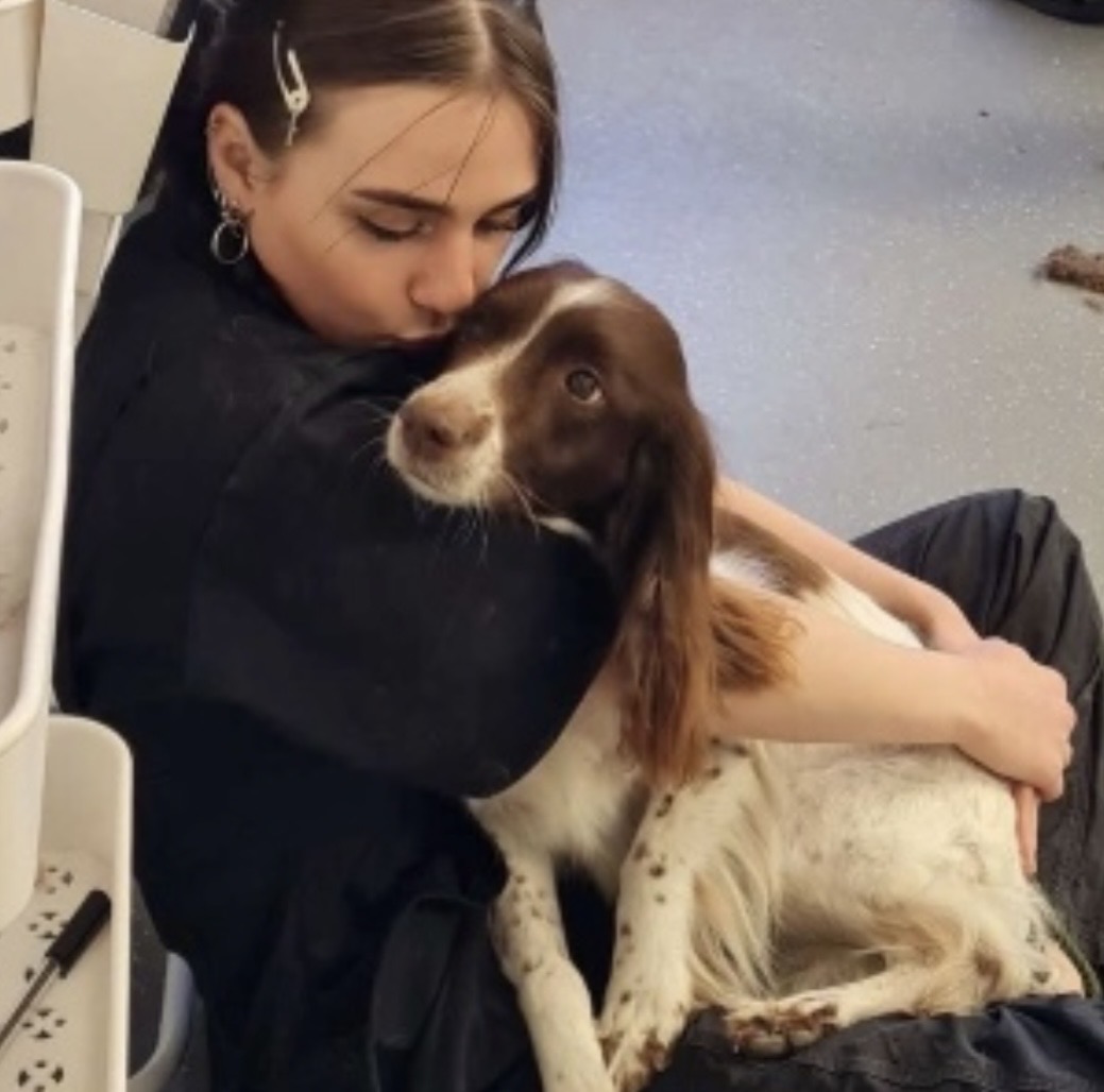 Skye kissing a spaniel